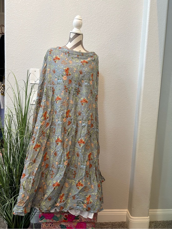 NATURAL LIFE Dresses & Skirts - NATURAL LIFE Light Blue Maxi skirt with Orange Floral Print NWT